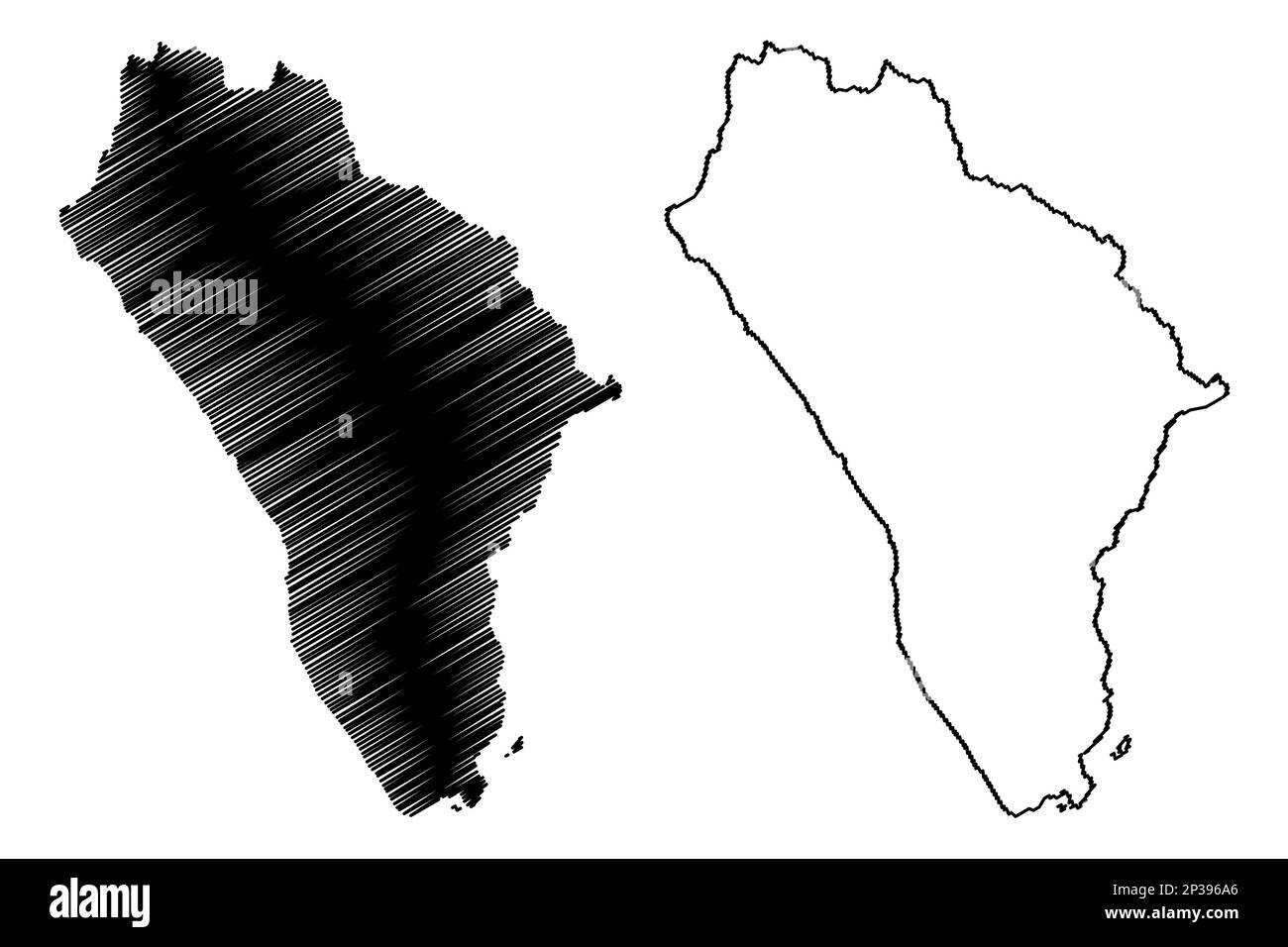 Copeland Non-metropolitan district (United Kingdom of Great Britain and Northern Ireland, ceremonial county Cumbria, England) map vector illustration, Stock Vector