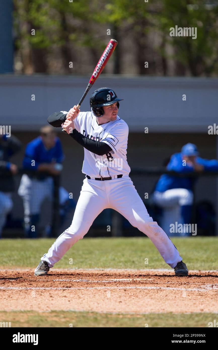David Daniels (8) of the Davidson Wildcats at bat against the Saint Louis  Billikens at Wilson Field on March 28, 2015 in Davidson, North Carolina.  (Brian Westerholt/Four Seam Images via AP Images