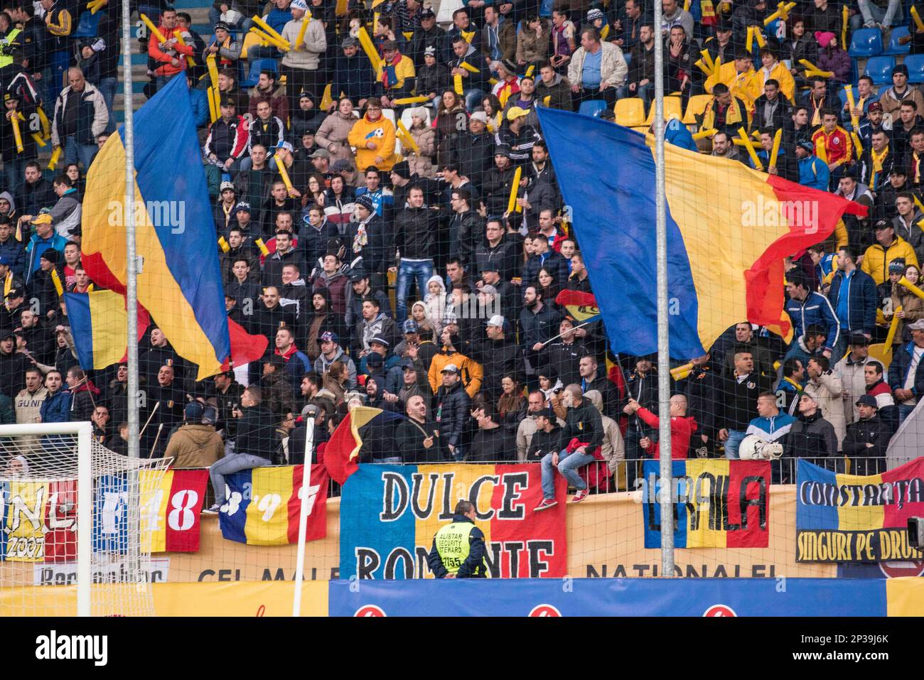 Partidei March 29, 2015:Romnian supporters at the begining of the 15th UEFA ...