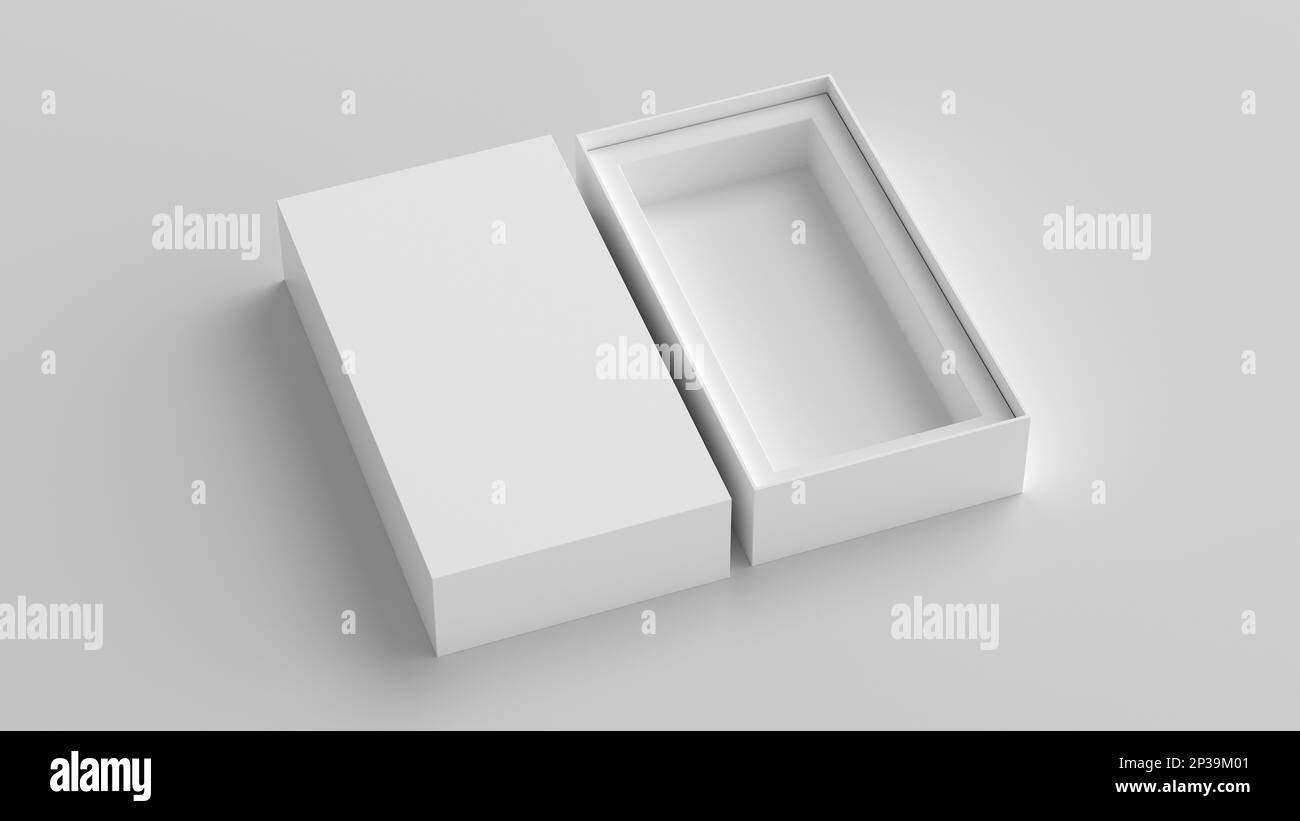 Long open box packaging mockup on white background. Template for your ...