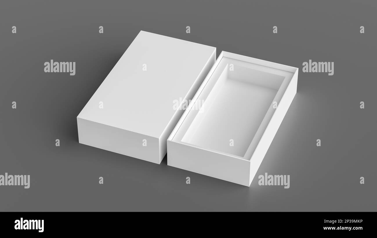 Long open box packaging mockup on gray background. Template for your ...