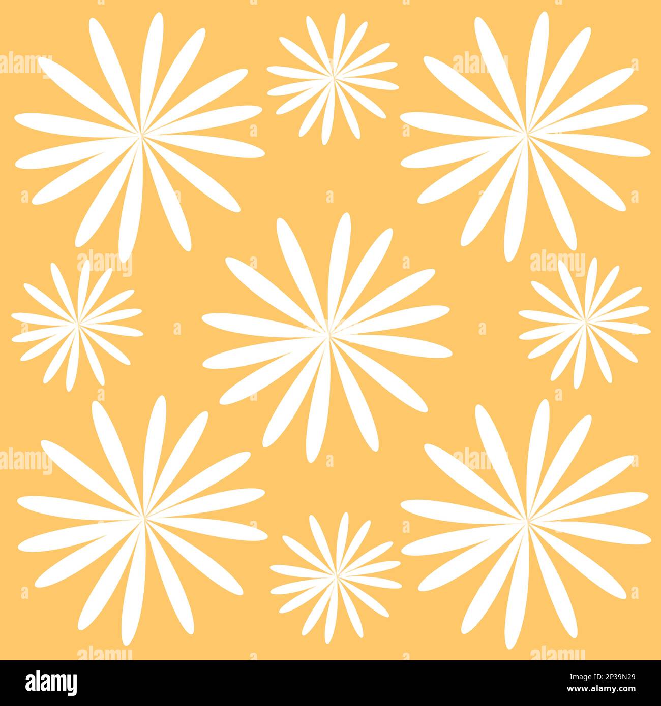 Flower seamless pattern. White flowers on a lite yellow background ...