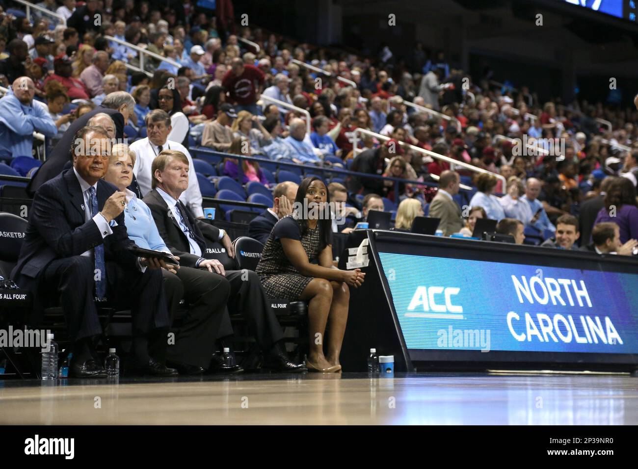 27 March 2015 UNC head coach Sylvia Hatchell (2nd from left) with