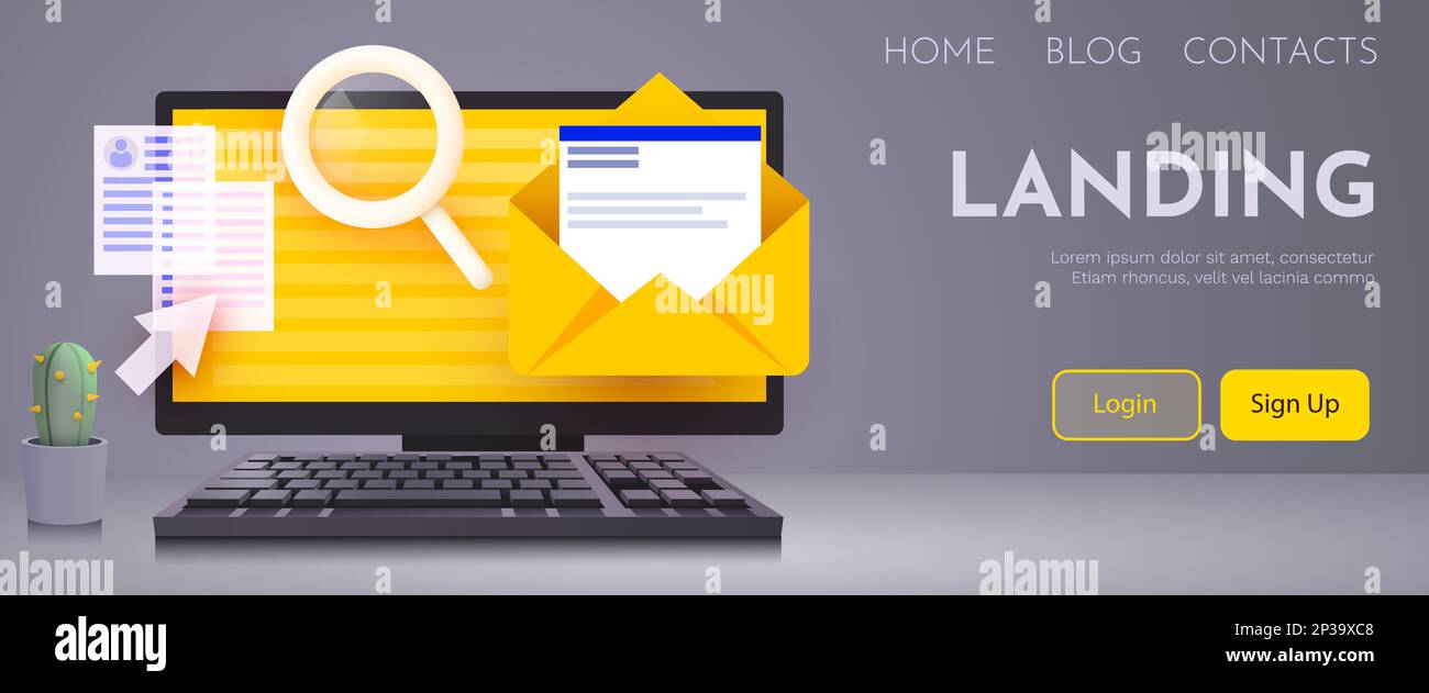Computer with email on the screen. Messaging nad notification concept ...