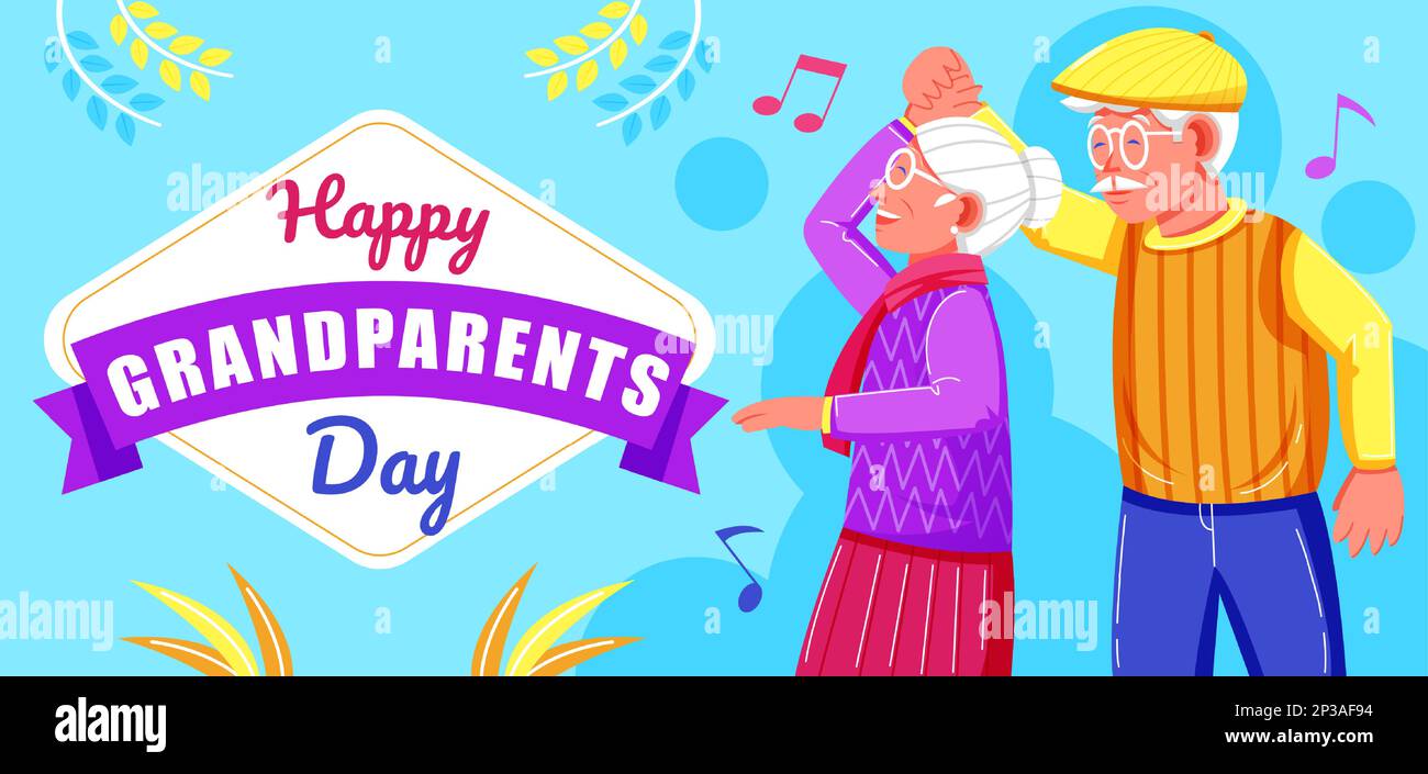 Happy Grandparents Day, grandpa and grandma dancing. Perfect for events Stock Vector