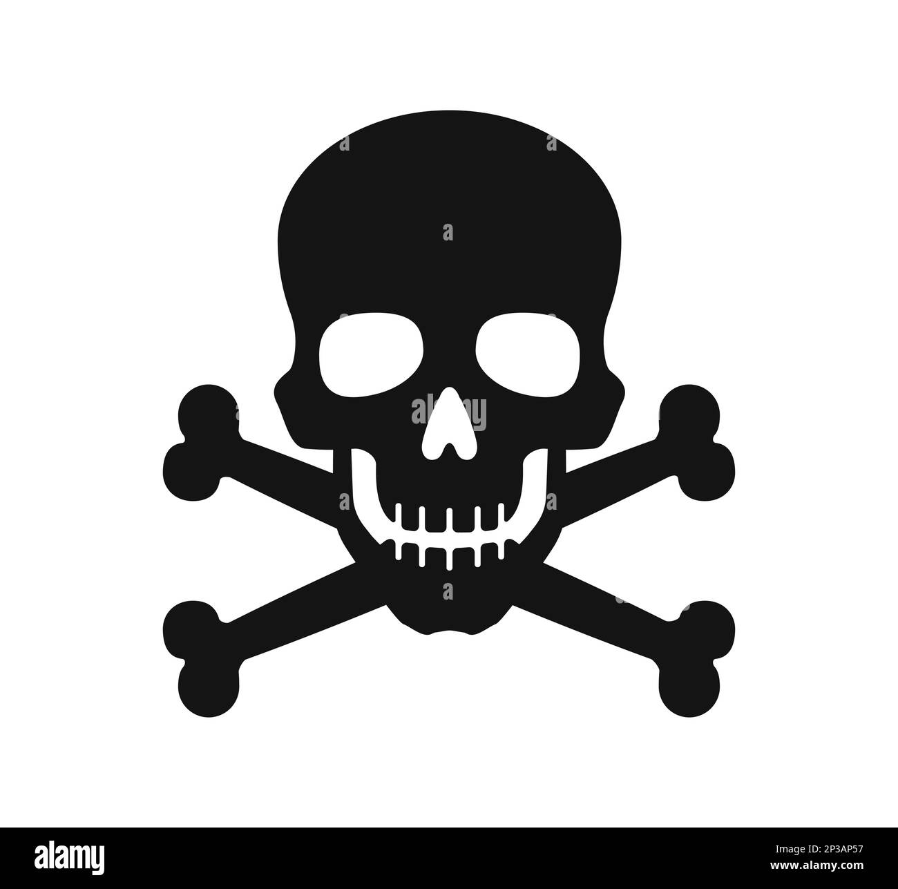 classic skull and crossbones poison symbol silhouette isolated on white background vector Stock Vector