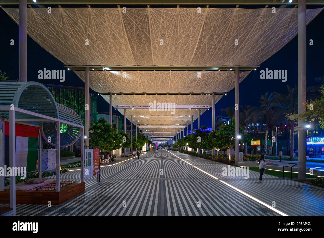 Dubai, UAE Nov 30 2021 Dubai Expo 2020, covered sidewalk promenade