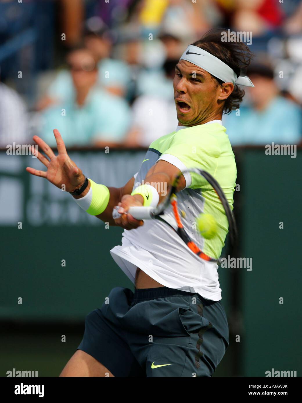 March 17, 2015: Rafael Nadal of Spain (ESP) during the BNP Paribas Open  Tennis Tournament played at the Indian Well Tennis Garden in Indian Wells,  CA. (Icon Sportswire via AP Images Stock