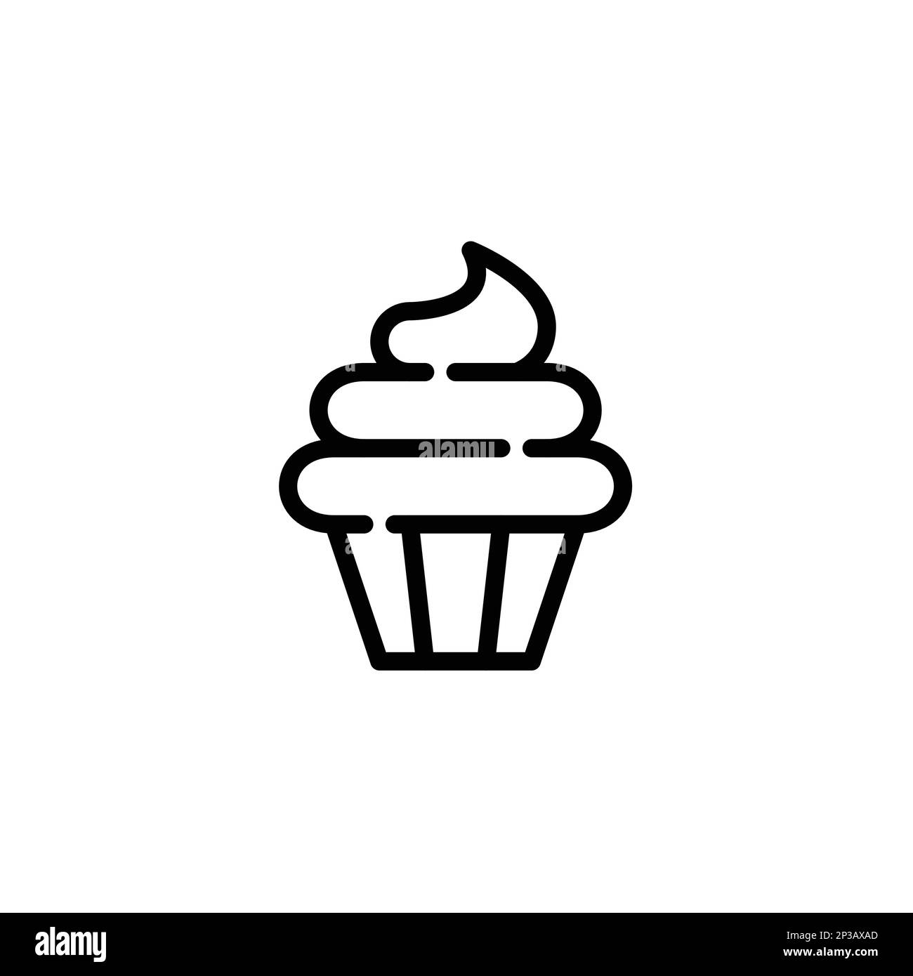 Cupcake with icing. Bakery treat. Pixel perfect, editable stroke icon Stock Vector