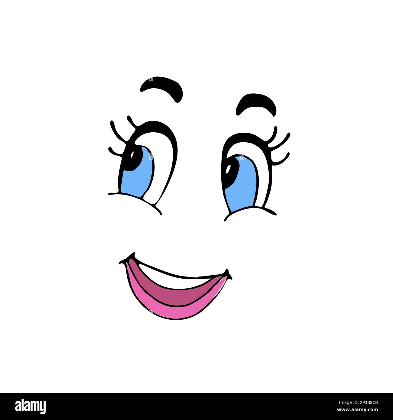 Handdrawn face, mouth, nose, eyes, cartoon style, for animal, for kid