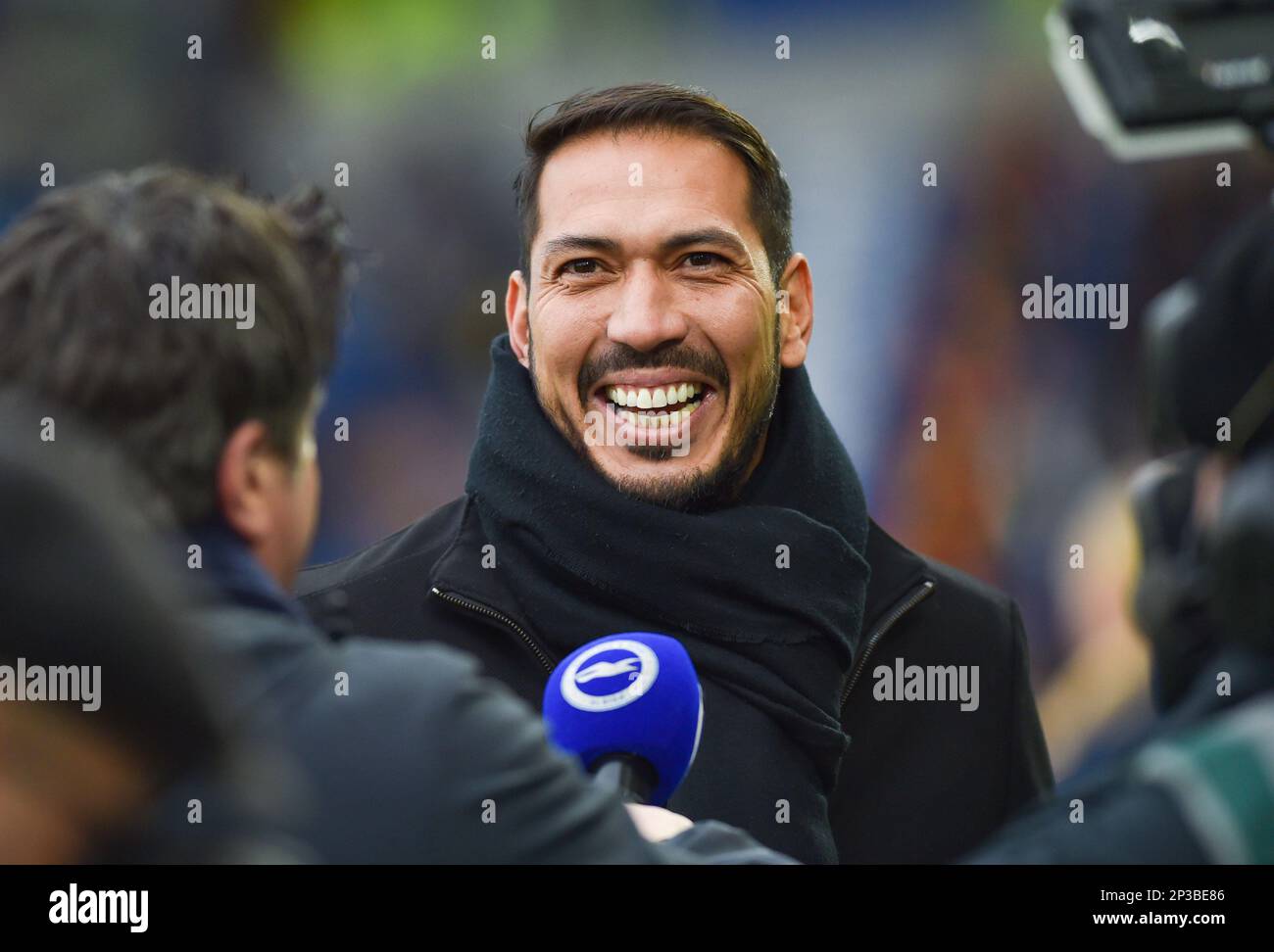 Former Brighton striker Leonardo Ulloa at the Premier League match between Brighton & Hove Albion and West Ham United at The American Express Community Stadium , Brighton , UK - 4th March 2023Photo Simon Dack/Telephoto Images   Editorial use only. No merchandising. For Football images FA and Premier League restrictions apply inc. no internet/mobile usage without FAPL license - for details contact Football Dataco Stock Photo