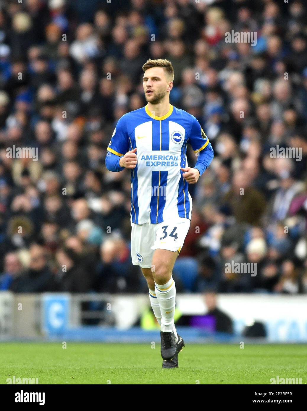 Joel Veltman of Brighton during the Premier League match between Brighton &  Hove Albion and West Ham United at The American Express Community Stadium ,  Brighton , UK - 4th March 2023