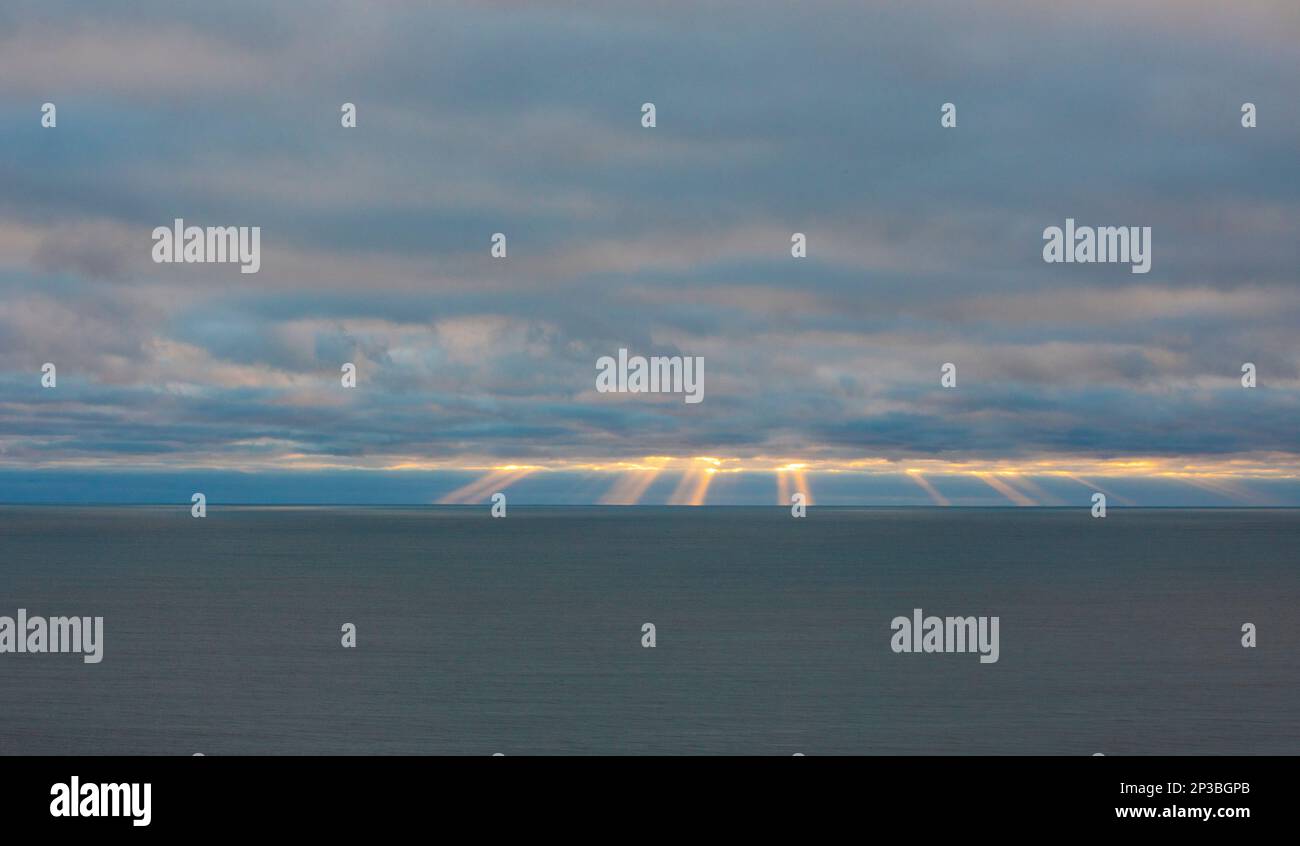 Sunrise at Myrtle Beach with beams of light over the Atlantic Stock ...