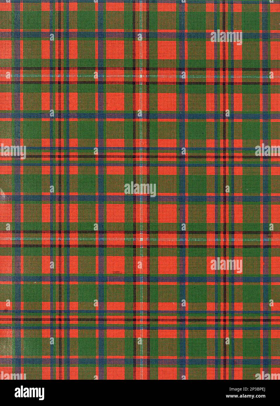 Mackinnon Clan Tartan in red and green from the book ' A history of the Scottish Highlands, Highland clans and Highland regiments ' Volume 1 by Maclauchlan, Thomas, 1816-1886; Wilson, John, 1785-1854; Keltie, John Scott, Sir, 1840-1927 Publication date 1875 publisher Edinburgh ; London : A. Fullarton Stock Photo