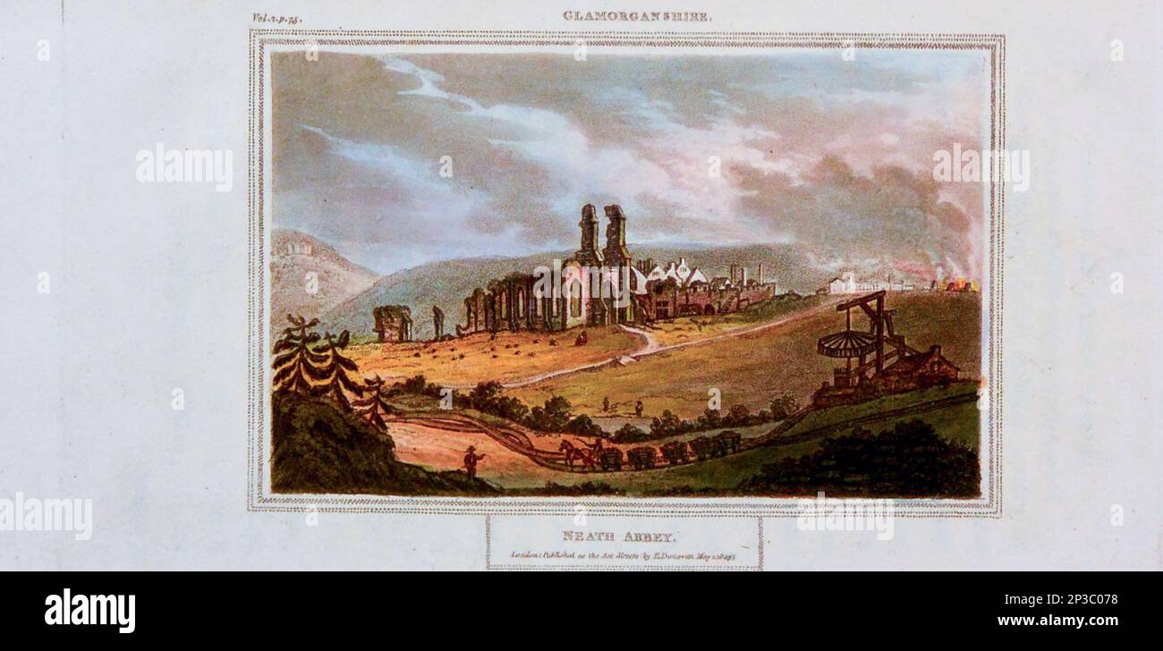 Neath Abbey, with the adjacent smelting works from the book ' Descriptive excursions through South Wales and Monmouthshire. In the year 1804, and the four preceding summers ' Volume 2 by Edward Donovan, 1768-1837. Publication date 1805 Printed for the author by Rivington, etc, London Stock Photo