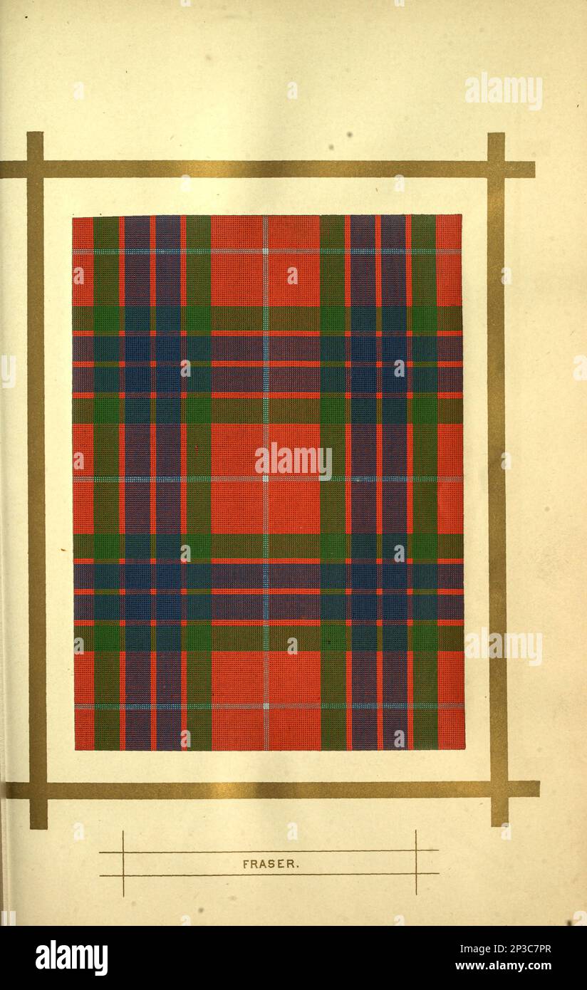 Feaser Clan Tartan red green and blue from the book ' A history of the Scottish Highlands, Highland clans and Highland regiments ' Volume 1 by Maclauchlan, Thomas, 1816-1886; Wilson, John, 1785-1854; Keltie, John Scott, Sir, 1840-1927 Publication date 1875 publisher Edinburgh ; London : A. Fullarton Stock Photo