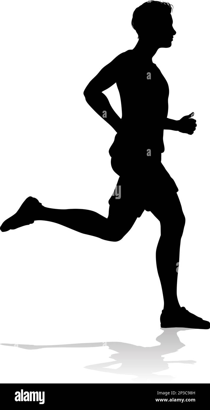 Silhouette Runner Man Sprinter or Jogger Person Stock Vector Image