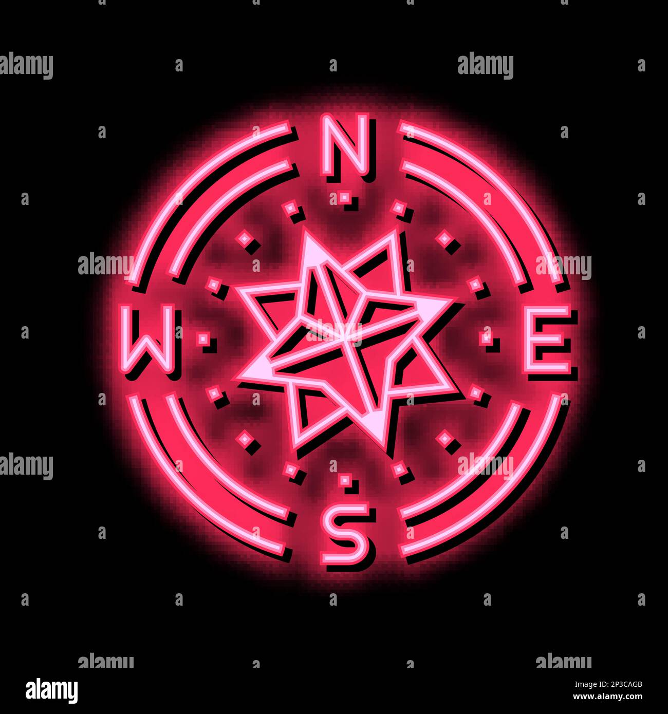 Neon glowing icon compass Stock Vector Images - Alamy