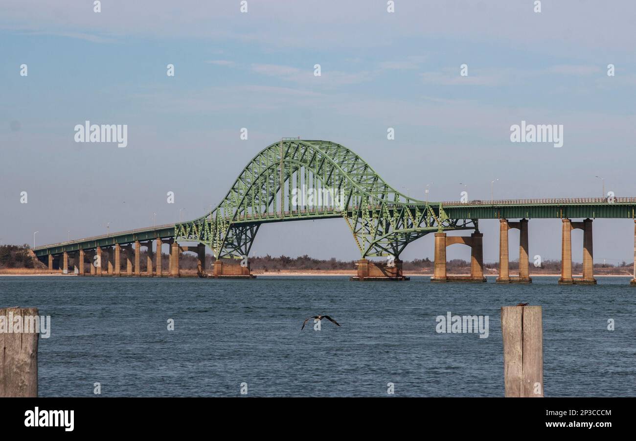 View of the Robert Moses bridge over the inlet connecting the main land