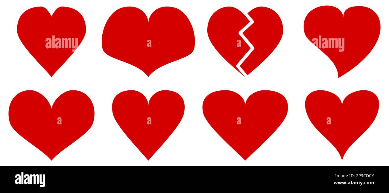Heart vector icon set, collection of love symbols isolated on white ...