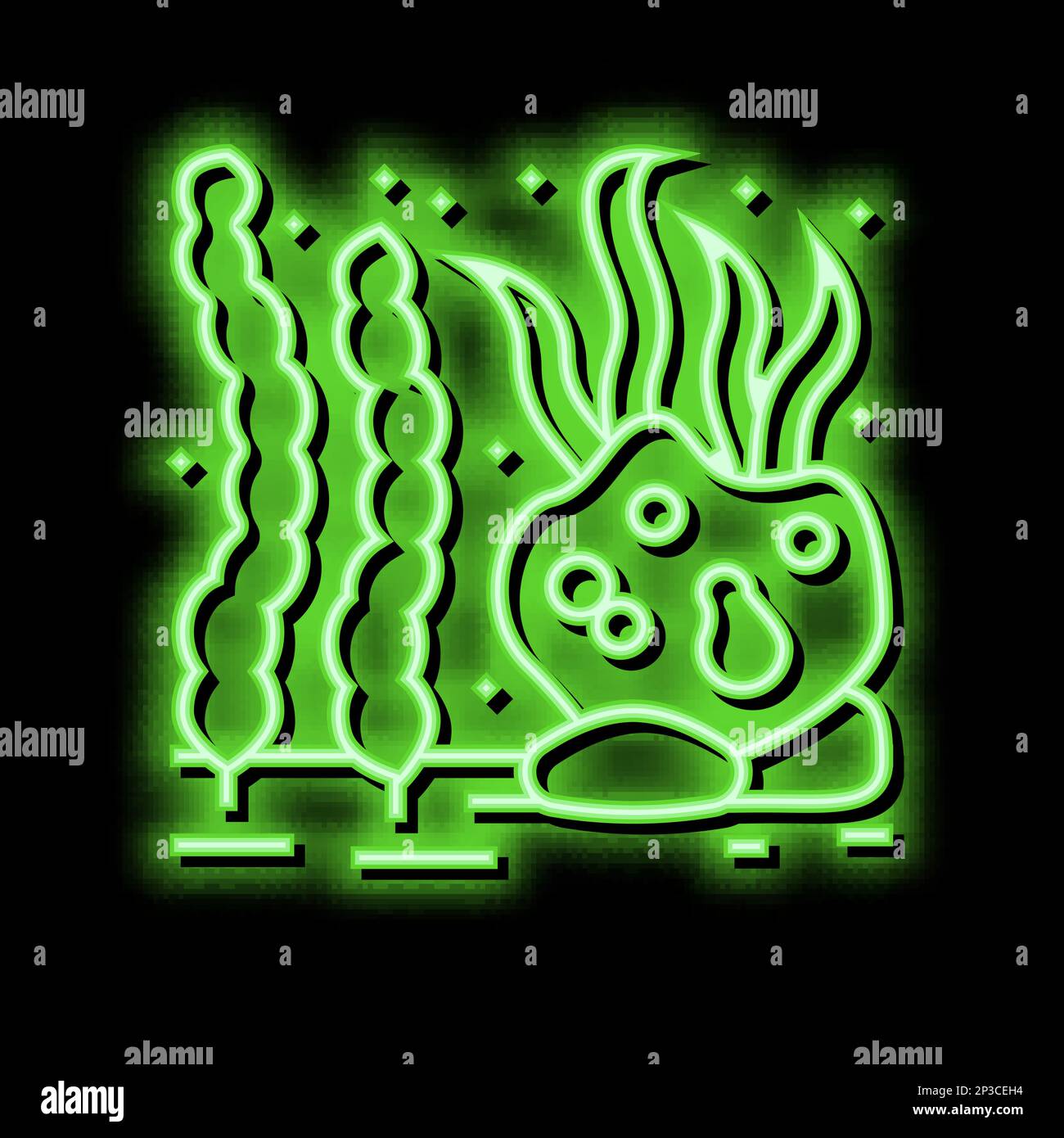 seaweed ocean neon glow icon illustration Stock Vector
