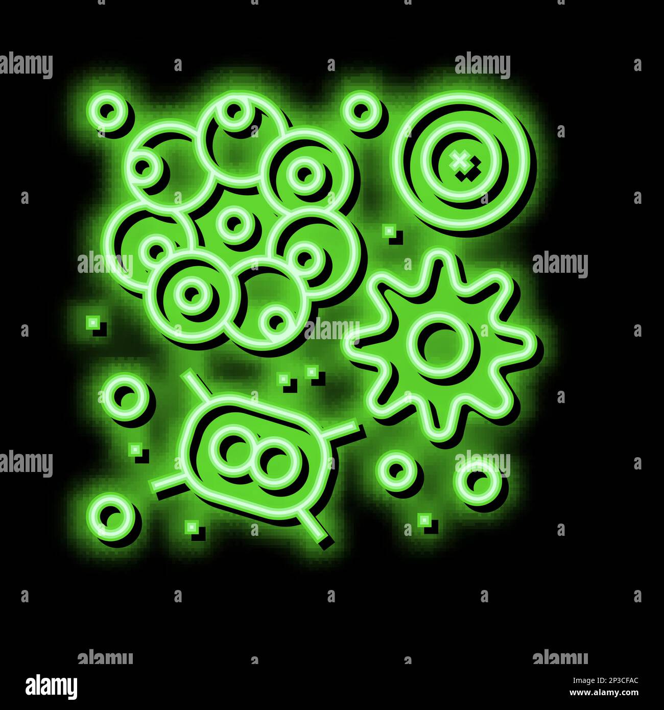 phytoplankton ocean neon glow icon illustration Stock Vector