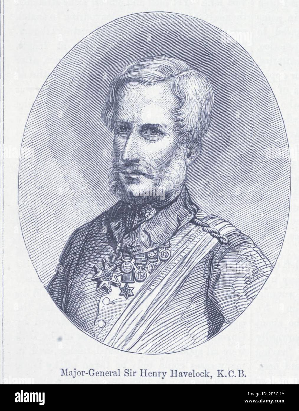 Major-General Sir Henry Havelock KCB (5 April 1795 – 24 November 1857) was a British general who is particularly associated with India and his recapture of Cawnpore during the Indian Rebellion of 1857 (First War of Independence, Sepoy Mutiny). from the book ' A history of the Scottish Highlands, Highland clans and Highland regiments ' Volume 2 by Maclauchlan, Thomas, 1816-1886; Wilson, John, 1785-1854; Keltie, John Scott, Sir, 1840-1927 Publication date 1875 publisher Edinburgh ; London : A. Fullarton Stock Photo