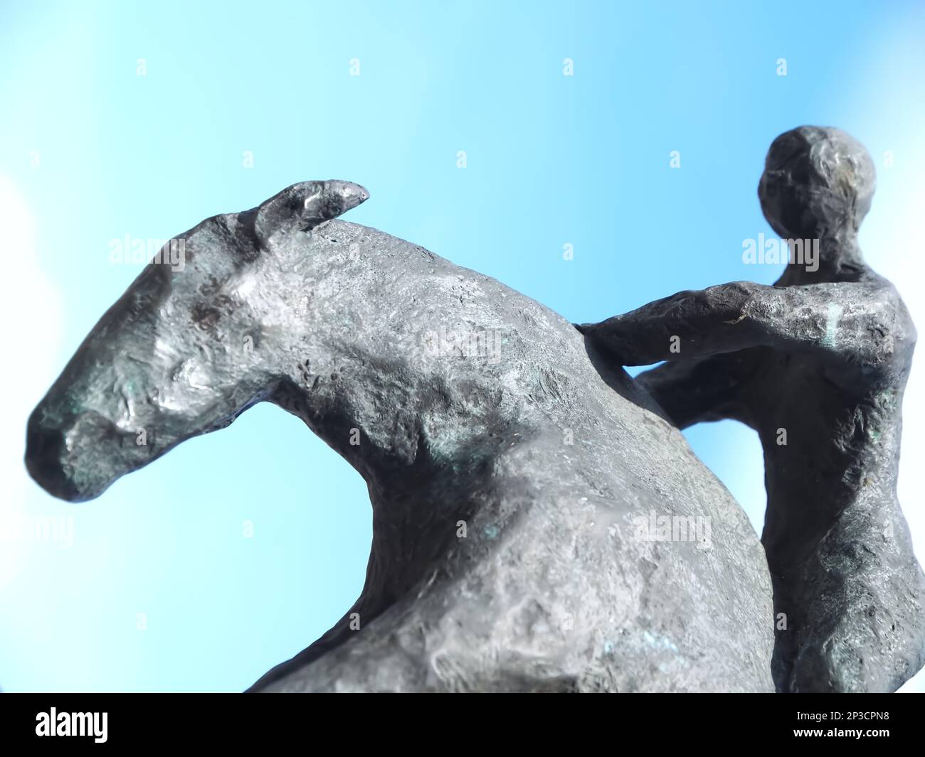 sculpture of a rodeo rider horse and person Stock Photo - Alamy