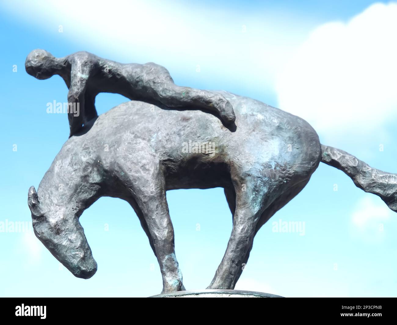 sculpture of a rodeo rider horse and person Stock Photo - Alamy