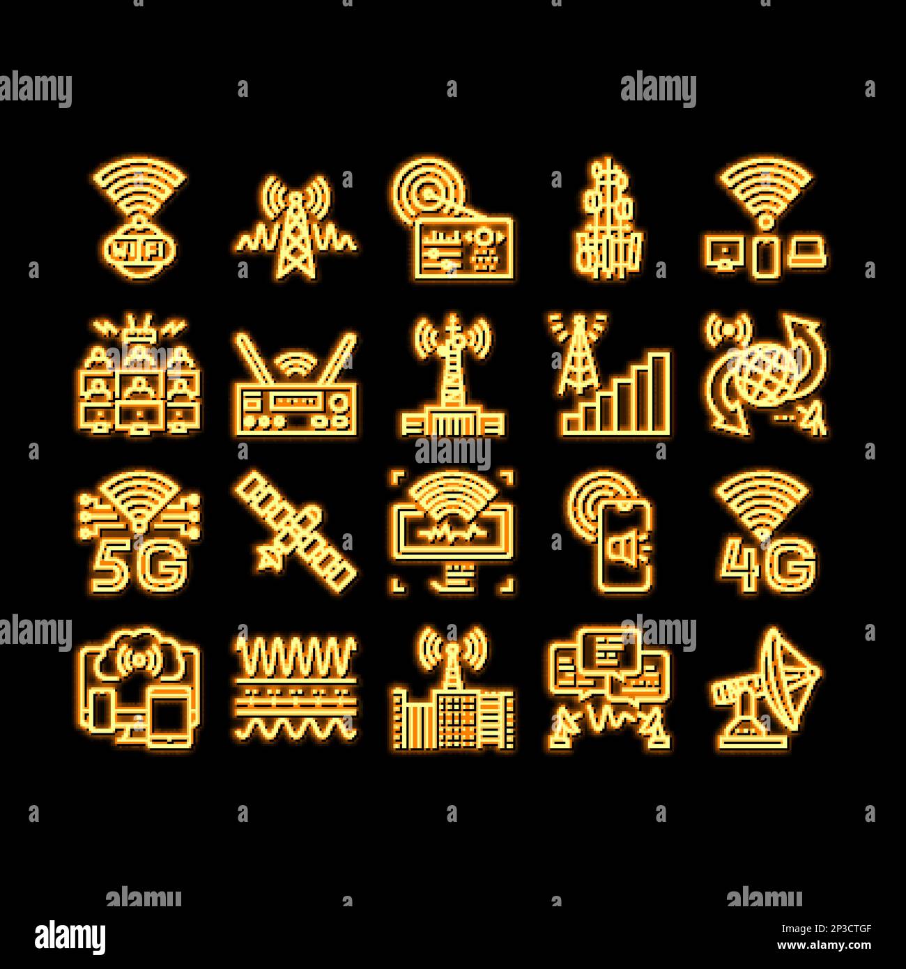 Telecommunication Technology neon glow icon illustration Stock Vector ...
