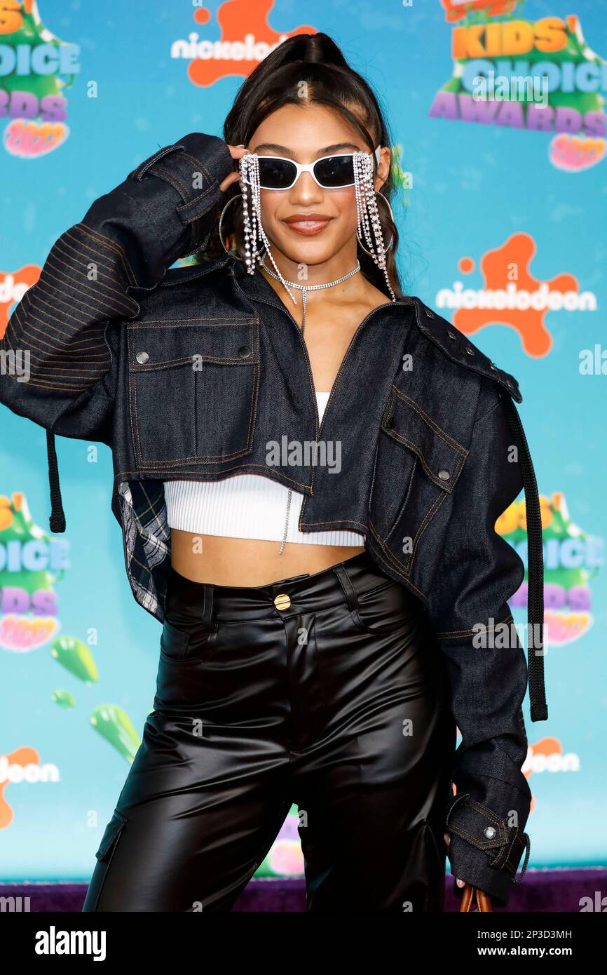 Dior Goodjohn arrives at Nickeodeon's Kids' Choice Awards 2023 at