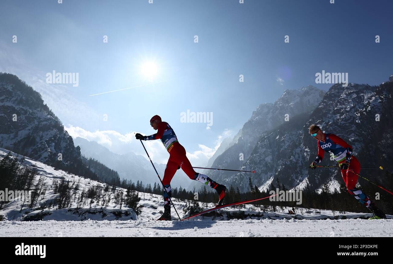 Planica, Slovenia. 05th Mar, 2023. Nordic skiing: World Championship, cross-country skiing - 50 km classic, men. Paal Golberg from Norway in action. Credit: Daniel Karmann/dpa/Alamy Live News Stock Photo