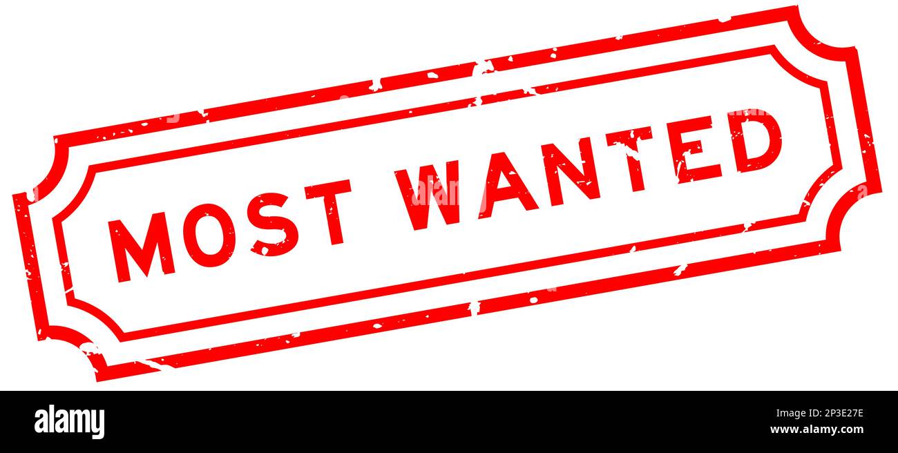 Grunge red most wanted word rubber seal stamp on white background Stock