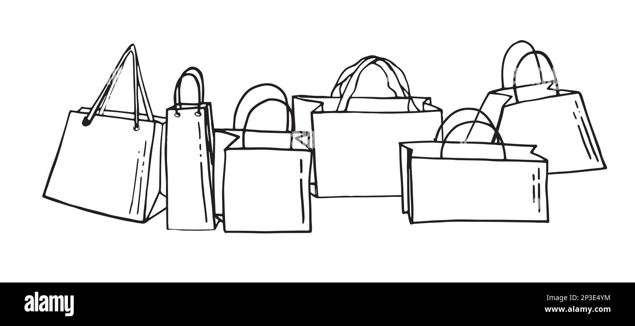 Vector Set of Black Doodle Shopping Bags Icons Stock Vector Image & Art ...