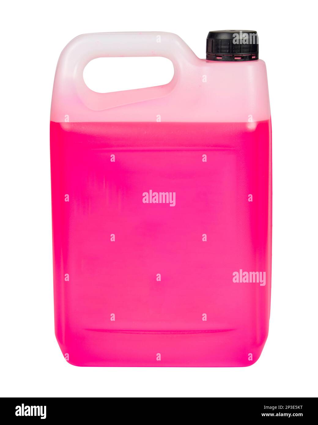 Bottle pink can antifreeze liquid container isolated on the white