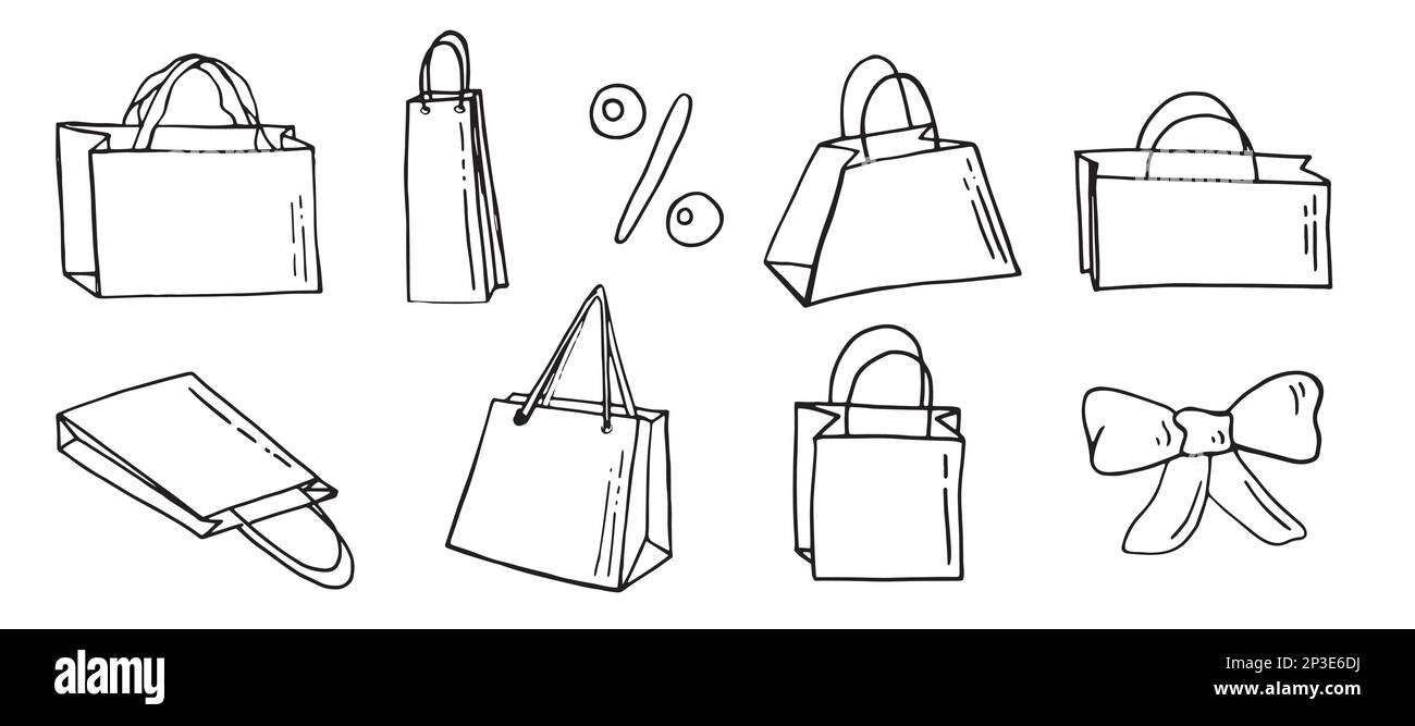Vector Set of Black Doodle Shopping Bags Icons Stock Vector Image & Art ...