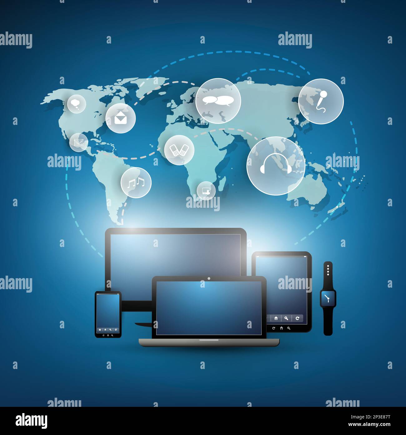 Cloud Computing Concept With Different Devices Stock Vector Image & Art ...