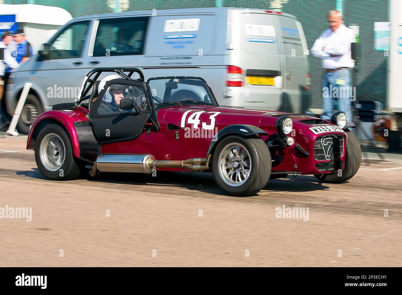 Roger Brunt driving a Caterham 620R at The Brighton National Speed Trials 2017. This is the oldest motor racing event in the UK and is held in the south east coastal town of Brighton. Madeira drive is a road which runs along the seafront and is normal full of people explorer the beach, pier and local attractions. Today it is turned in to a 1/4 time trial course. 2nd September 2017. Stock Photo
