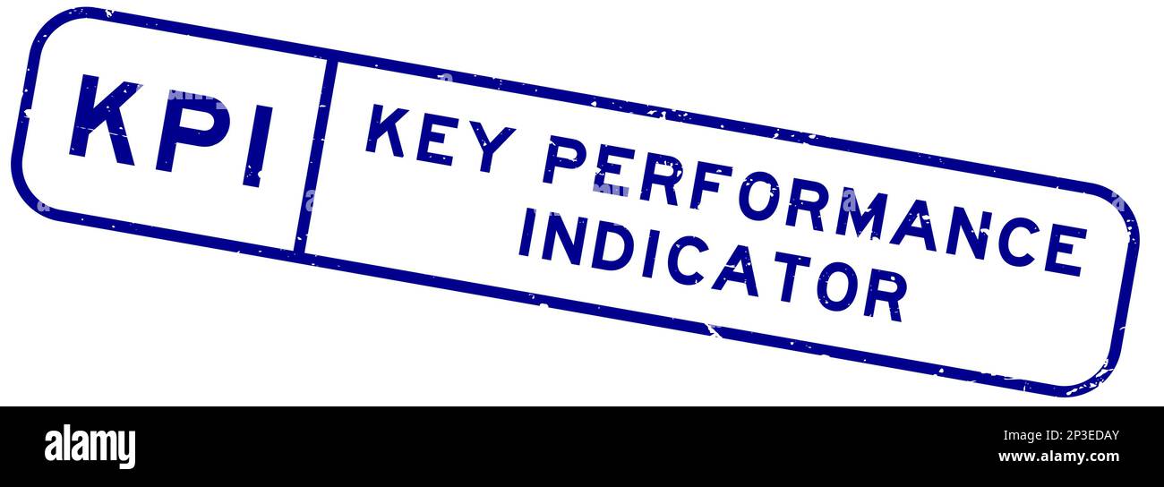 Grunge blue KPI key performance indicator word square rubber seal stamp