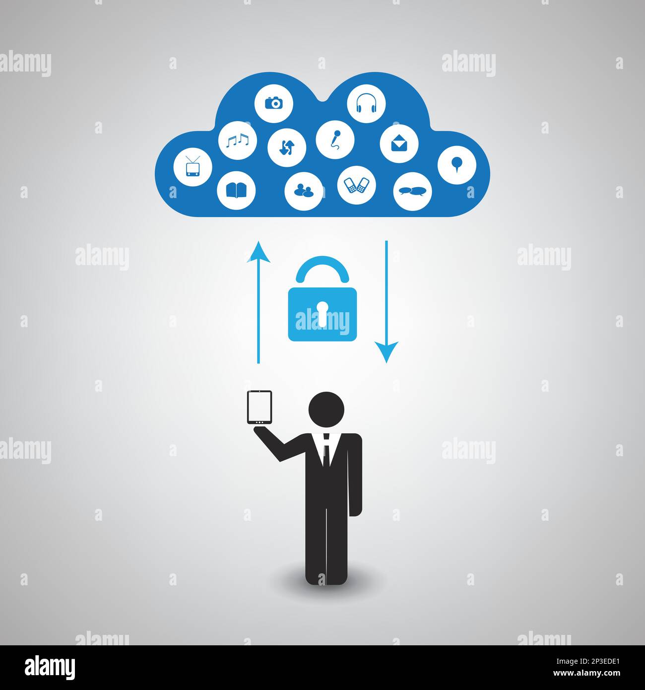 Cloud Computing Concept Design With Icons - Safe Synchronizing Stock Vector