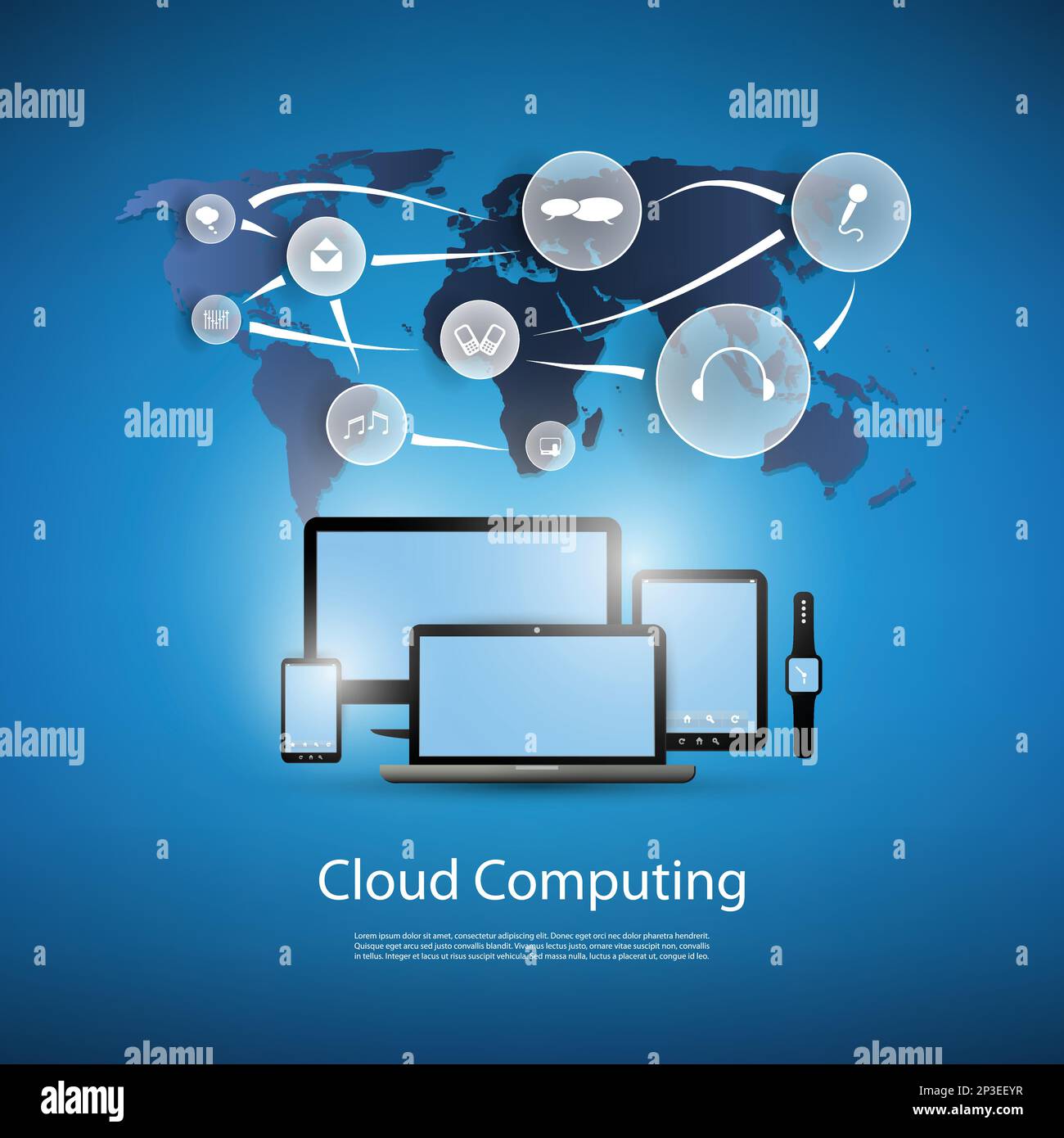 Cloud Computing Concept With Different Devices Stock Vector
