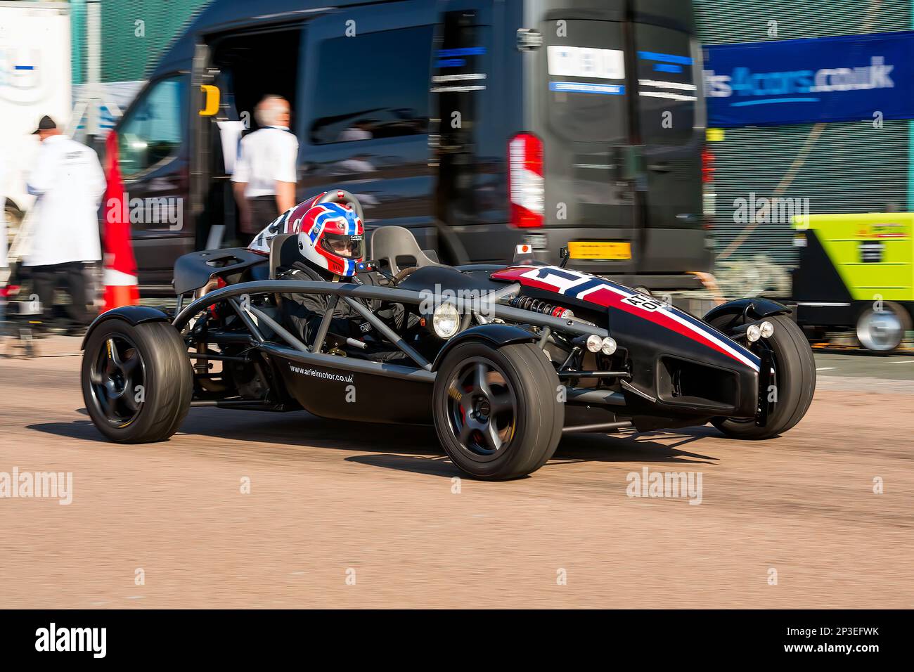 Ariel Atom at The Brighton National Speed Trials 2018. This is the oldest motor racing event in the UK and is held in the south east coastal town of Brighton. Madeira drive is a road which runs along the seafront and is normal full of people explorer the beach, pier and local attractions. Today it is turned in to a 1/4 time trial course. 1st September 2018 Stock Photo