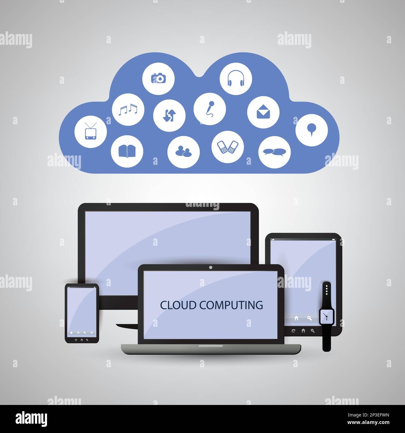 Cloud Computing Concept With Different Devices Stock Vector