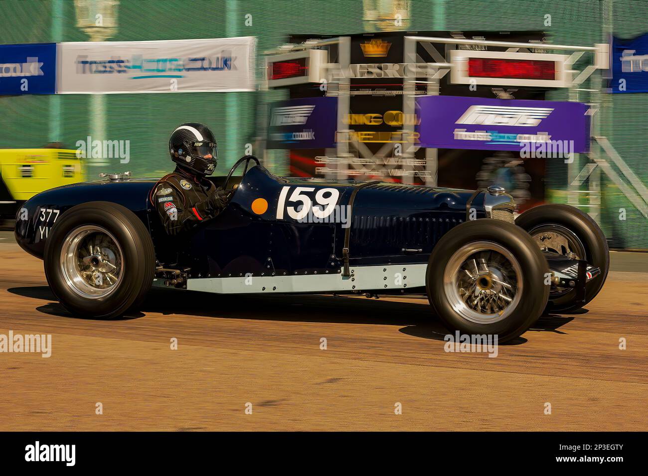 James Baxter driving a Riley Sprite at The Brighton National Speed Trials 2018. This is the oldest motor racing event in the UK and is held in the south east coastal town of Brighton. Madeira drive is a road which runs along the seafront and is normal full of people explorer the beach, pier and local attractions. Today it is turned in to a 1/4 time trial course. 1stSeptember 2018 Stock Photo