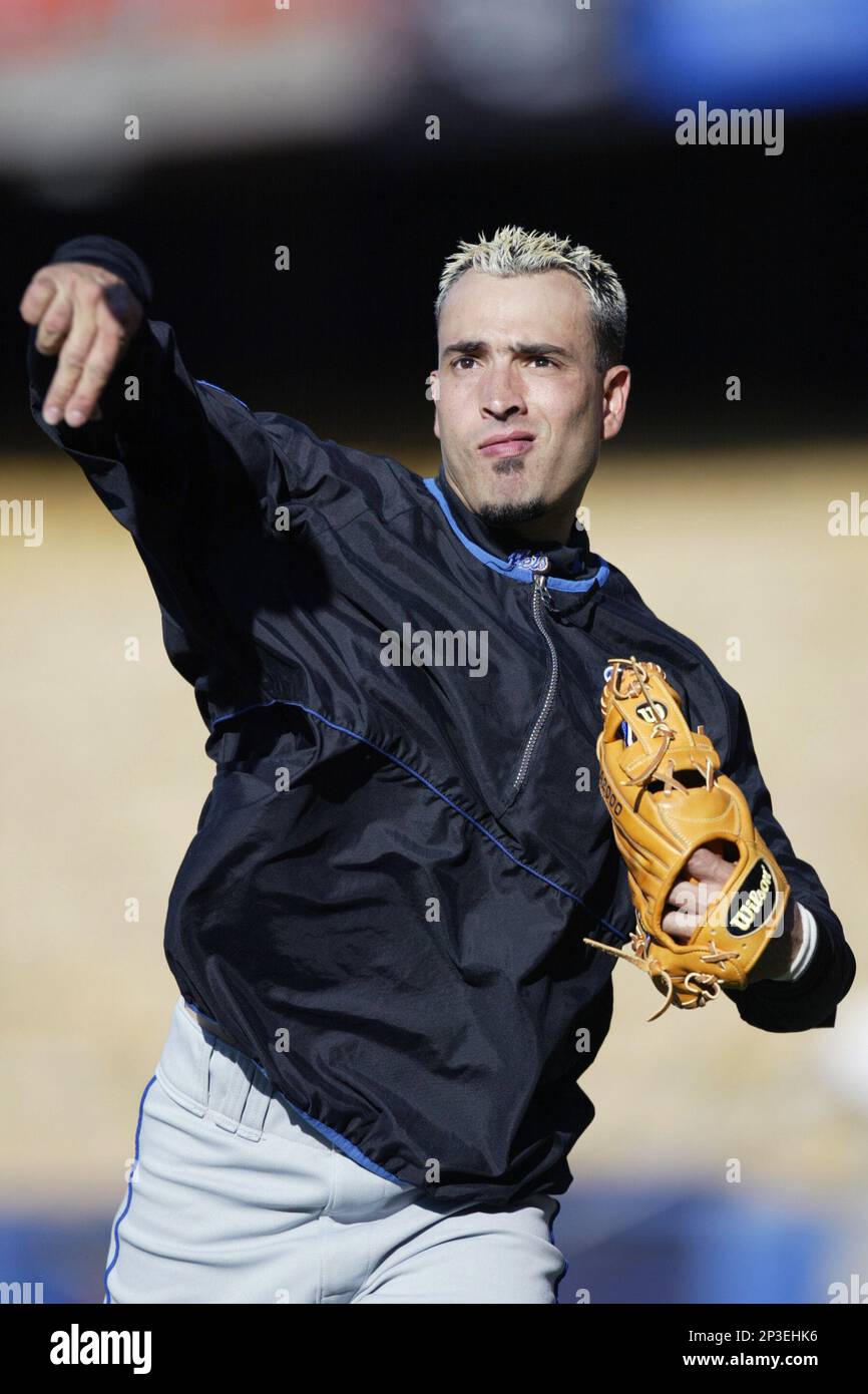 Adrian Beltre of the Los Angeles Dodgers bats during a 2002 MLB season game  at Dodger Stadium, in Los Angeles, California. (Larry Goren/Four Seam Images  via AP Images Stock Photo - Alamy