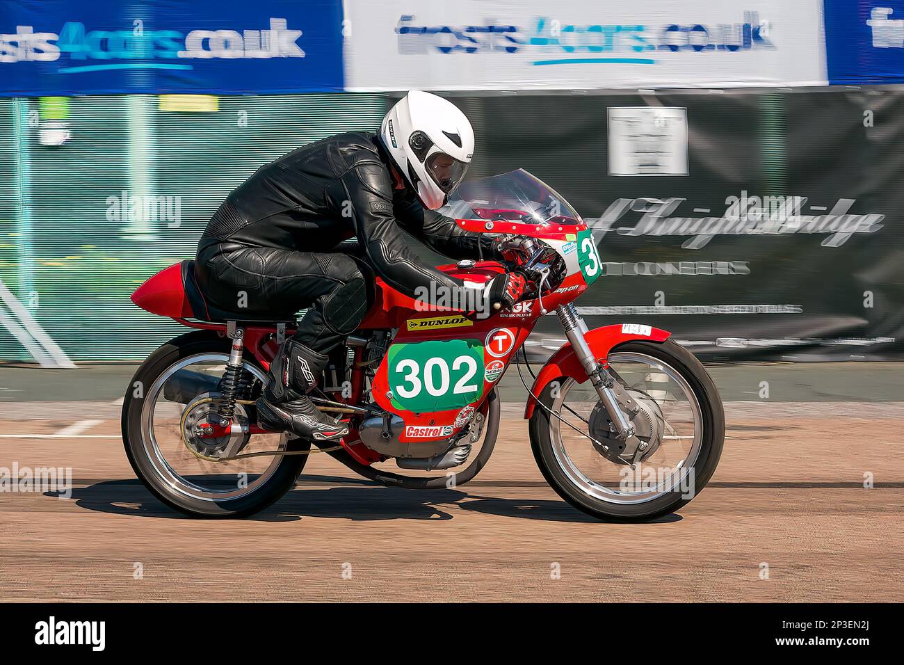 The event is currently run as a quarter mile sprint for both cars and motorcycles, held under the auspices of the Motor Sports Association. This image features Louie Allfrey riding a Ducati. The event is organised by the Brighton and Hove Motor Club run along Madeira Drive, Brighton Sea Front, City of Brighton & Hove, UK. 1st September 2018 Stock Photo