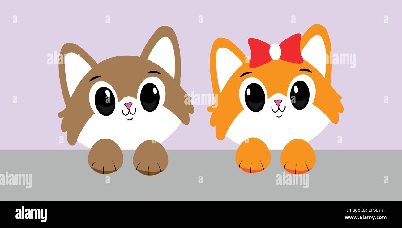 Collection of Cute cat cartoon face design icon. Cute cat cartoon