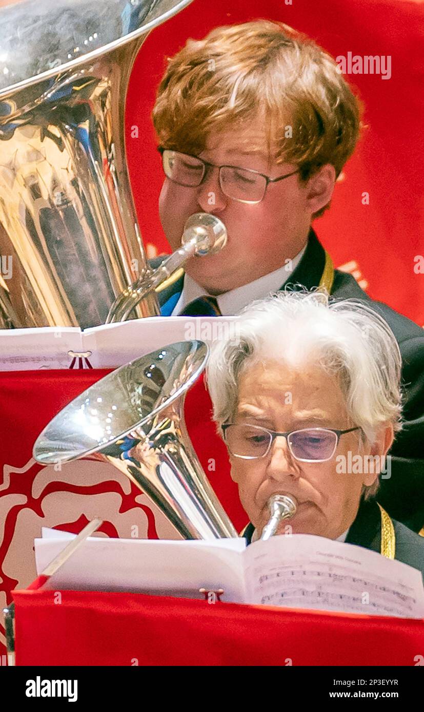 Musicians perform during the 2023 Yorkshire Brass Band Championships at
