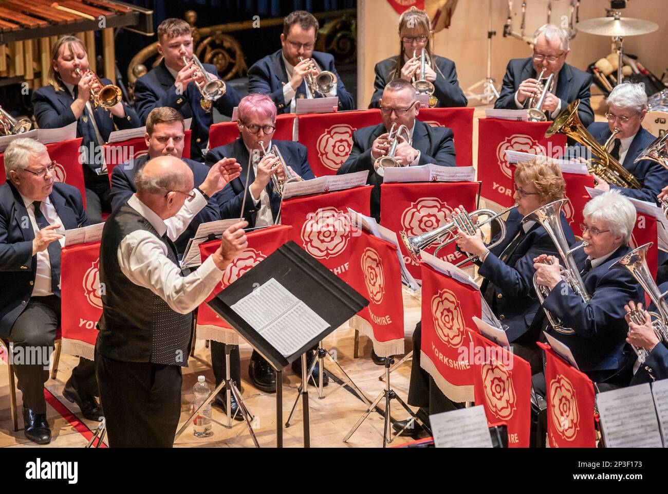 Musicians perform during the 2023 Yorkshire Brass Band Championships at