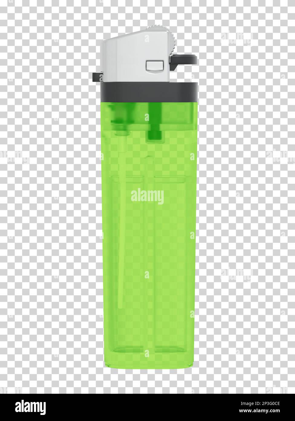 Plastic transparent classic lighter on checkered background Stock Vector